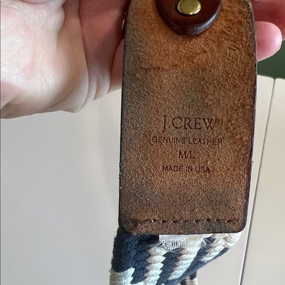 J. Crew Leather and Woven Belt - m/l, navy and cream - Picture 6 of 7